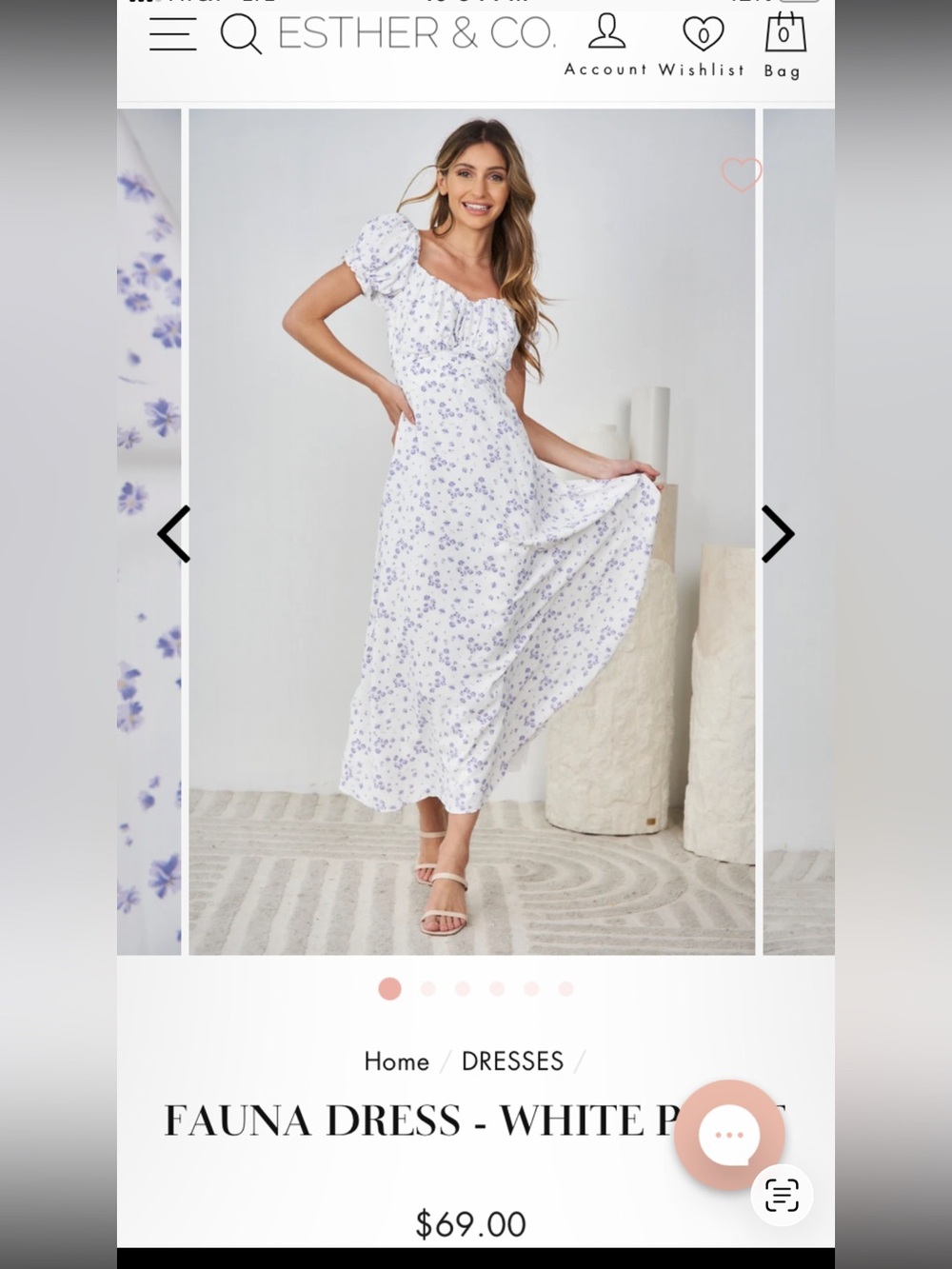 White Floral Chiffon Dress